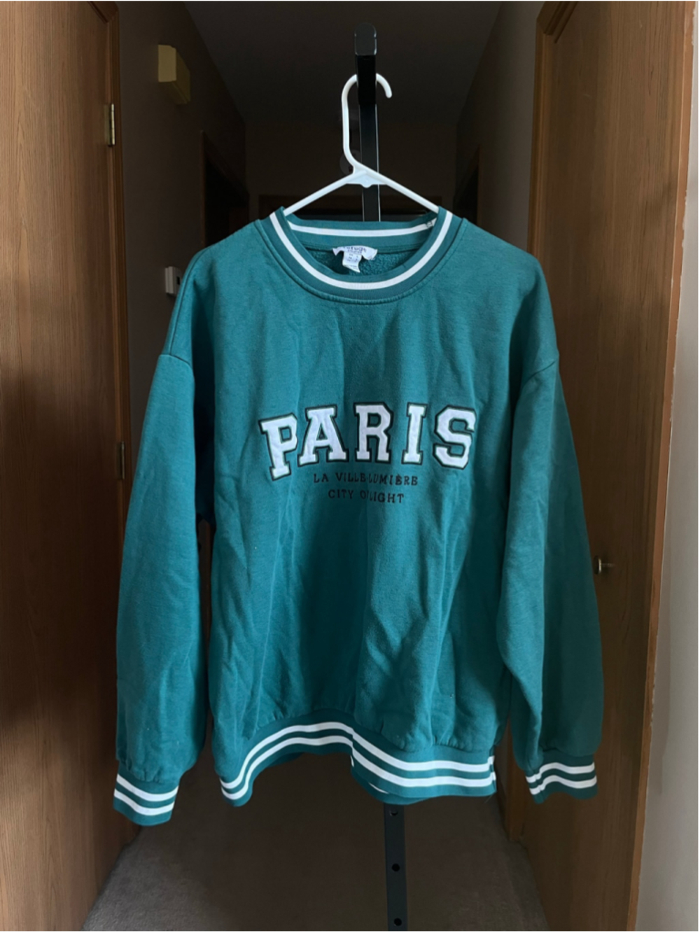 Women's Refuge Athletics Paris Sweatshirt Size L Green White